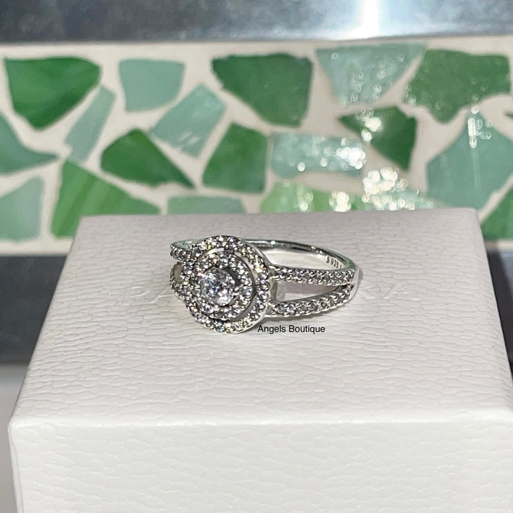 New Pandora Sparkling Double Halo Ring - Picture 3 of 5
